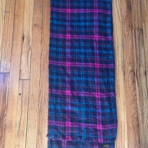 Joules Vibrant Pink and Blue Plaid Scarf